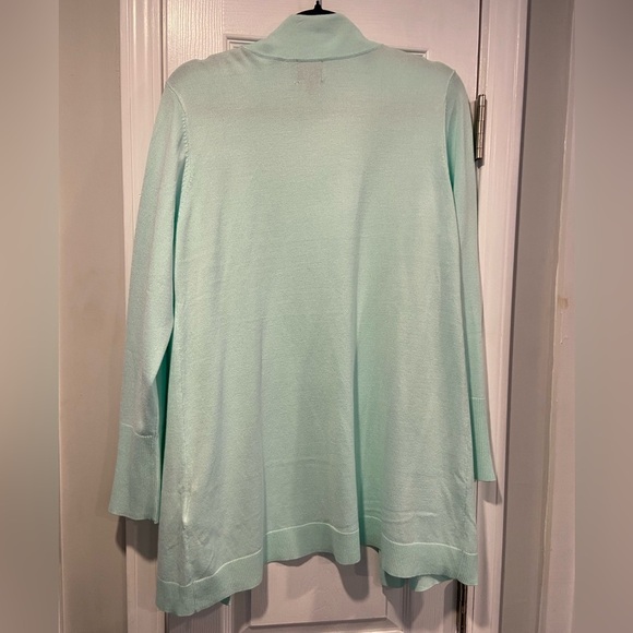 JM Collection Size LP Seafoam Open Front Gold Button Cuff Cardigan Lightweight - Picture 7 of 13